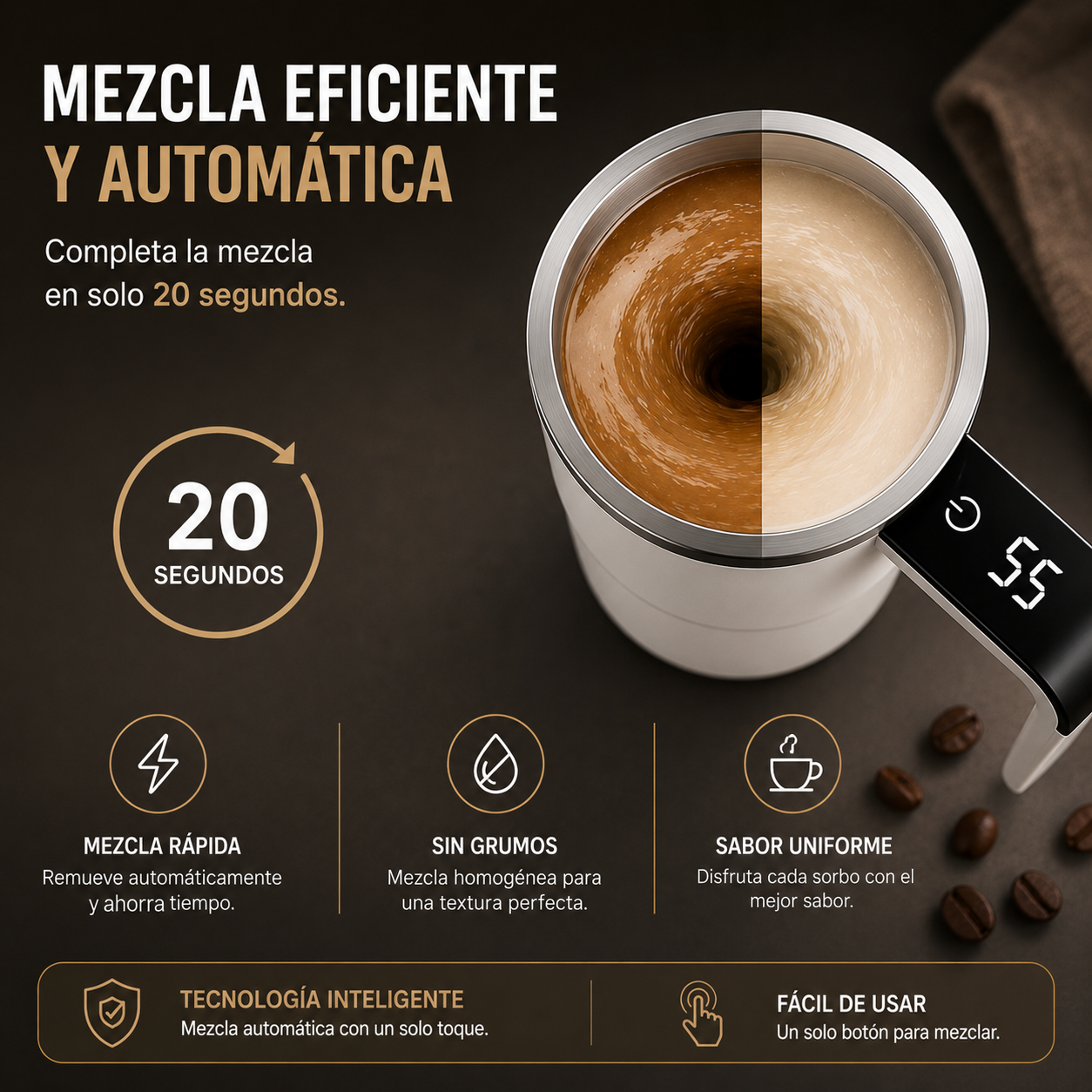 taza auto-mezcladora inteligente Taza AutoMezcla y Calienta