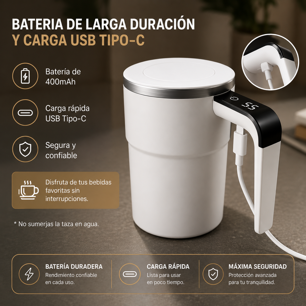 taza auto-mezcladora inteligente Taza AutoMezcla y Calienta