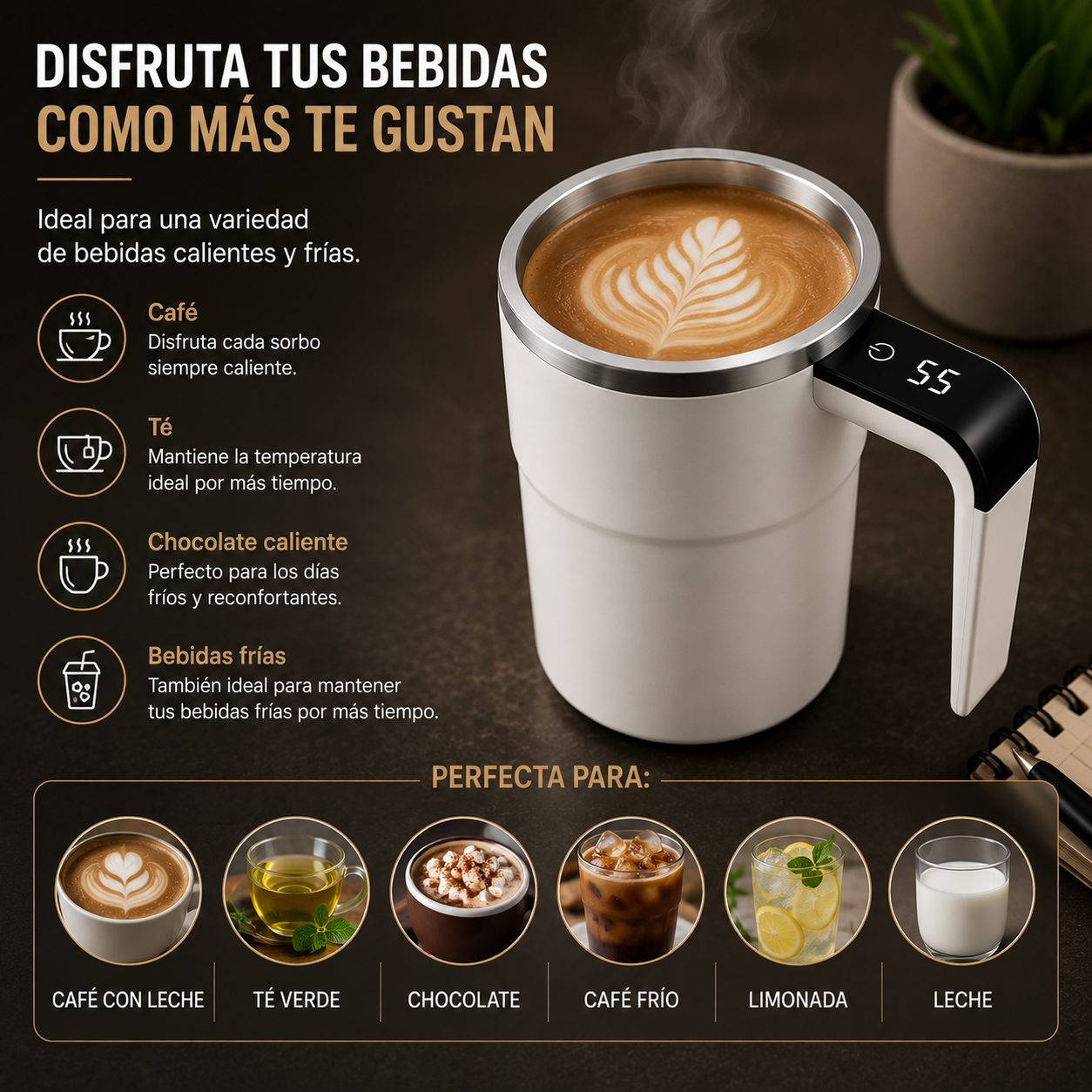 taza auto-mezcladora inteligente Taza AutoMezcla y Calienta